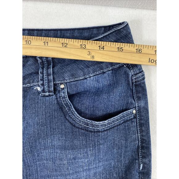 Fashion Bug Jeans Women Size 10 Average Dark Wash Denim Boot Embroidered Pockets - Picture 8 of 13
